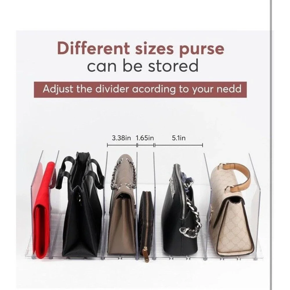 Plastic Purse Organizer Closet - Pack of 2 Handbag Organizer with Adjustable ...